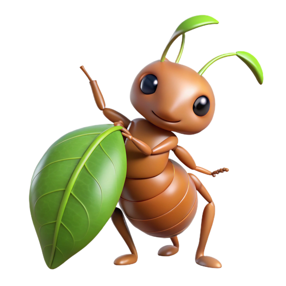 elegant abstract Ant carrying a leaf high resolution png