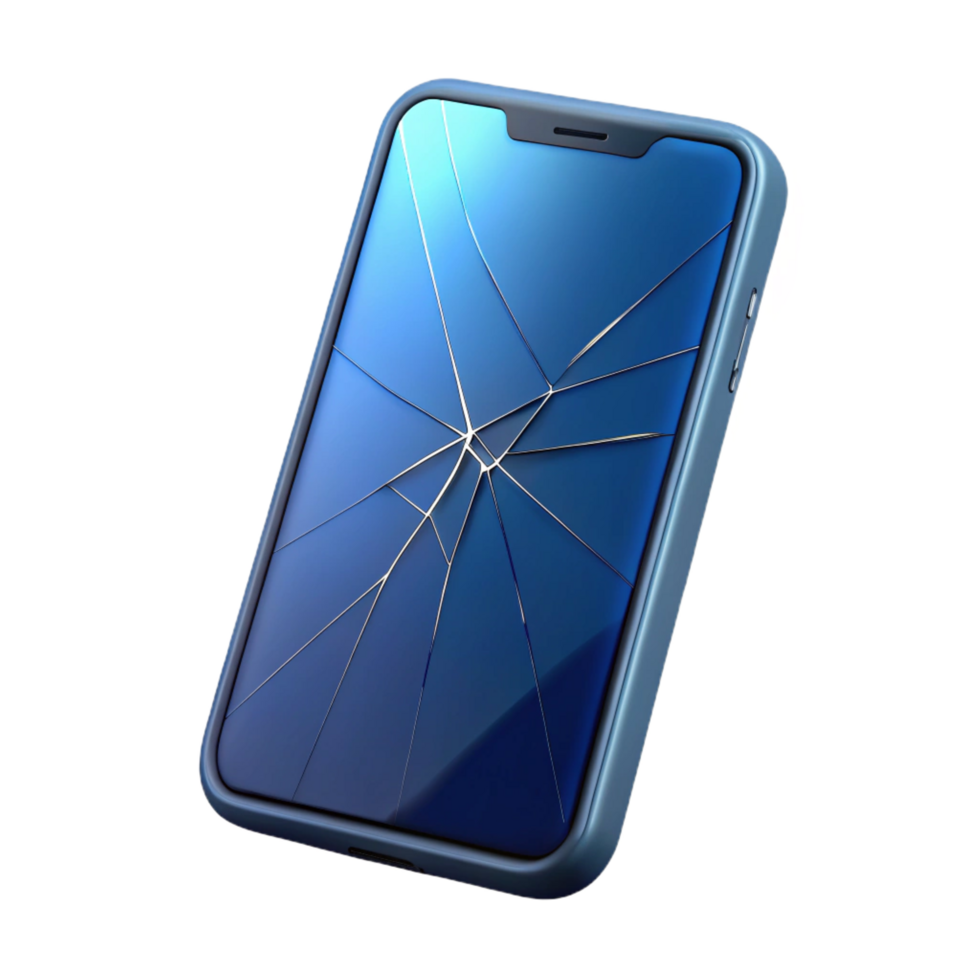 serene traditional Smartphone with cracked screen 4K png