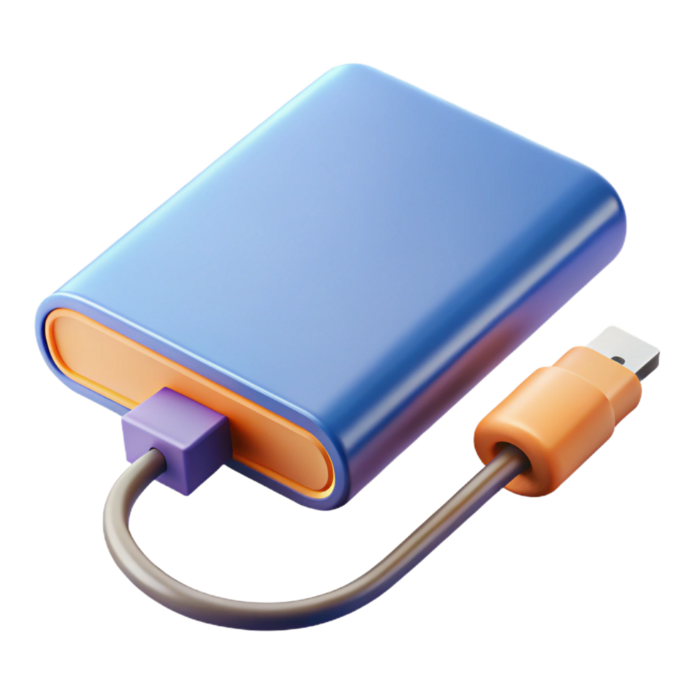 stunning artistic External hard drive with USB cable high resolution png