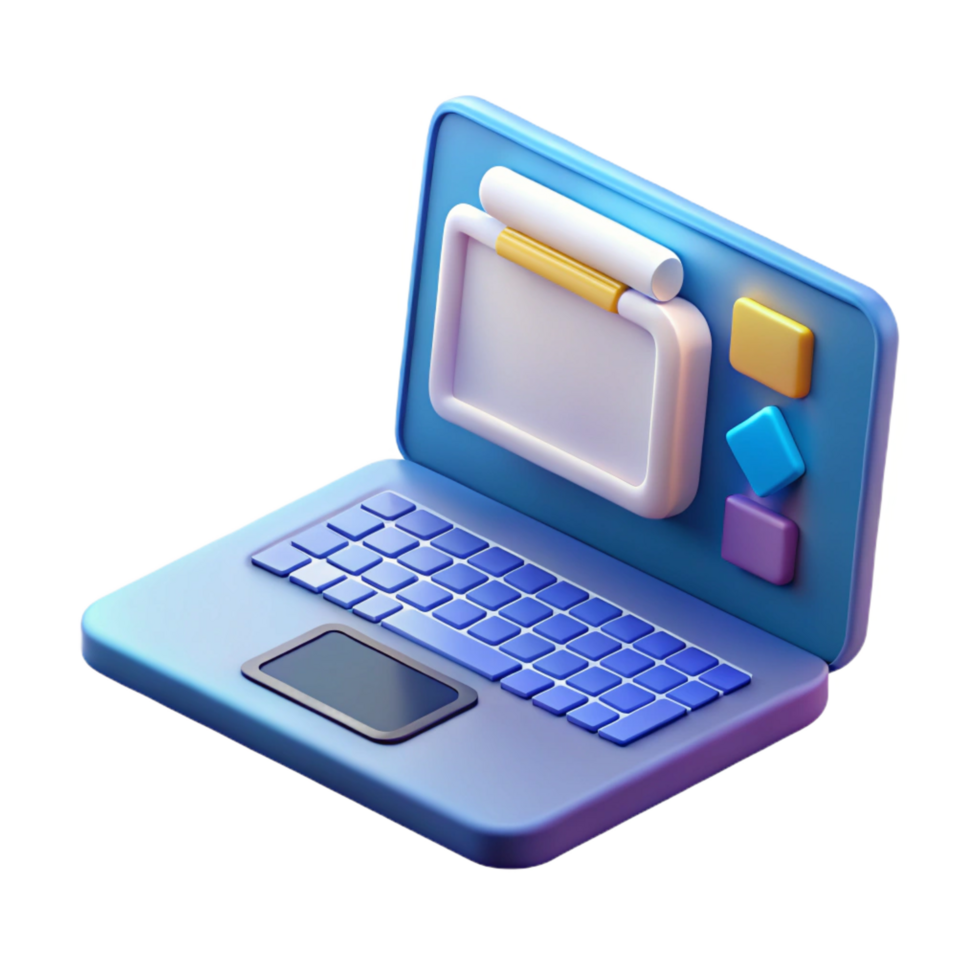 vivace astratto il computer portatile computer con codifica Software su schermo alto risoluzione png