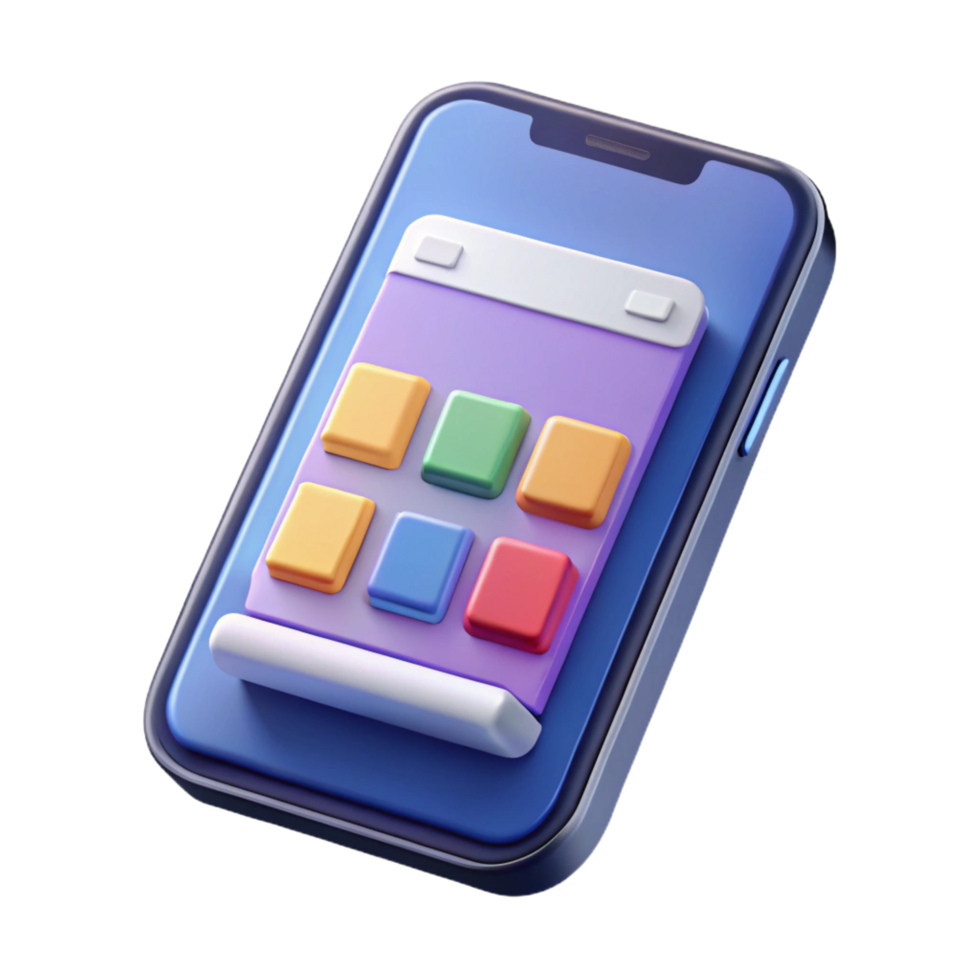 dramatic artistic Smartphone displaying a mobile app interface high quality png