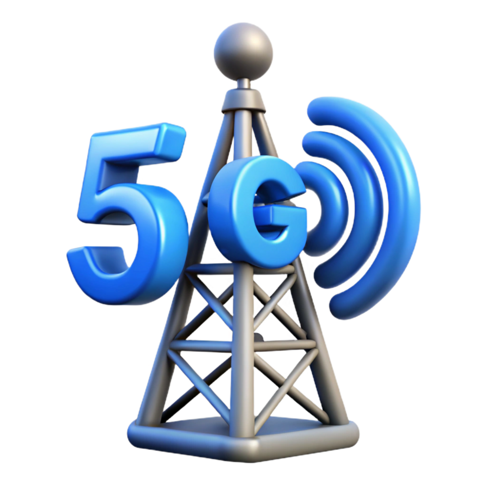vibrant contemporary 5G network tower transmitting data detailed png