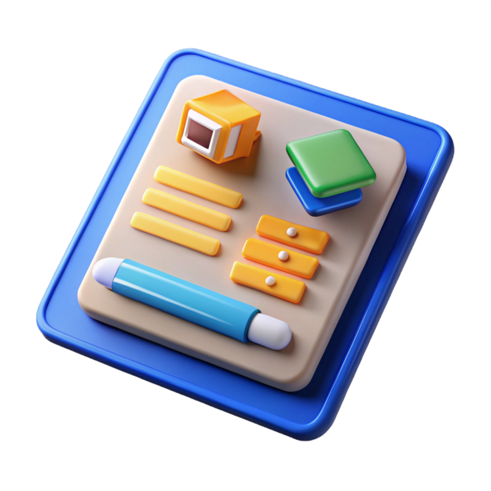 beautiful creative Educational software interface on a tablet detailed png