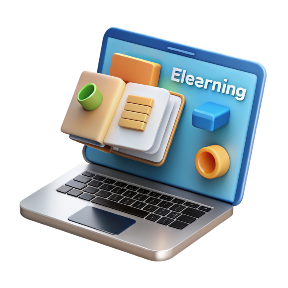 dramatic vintage E-learning platform on a laptop screen high resolution png