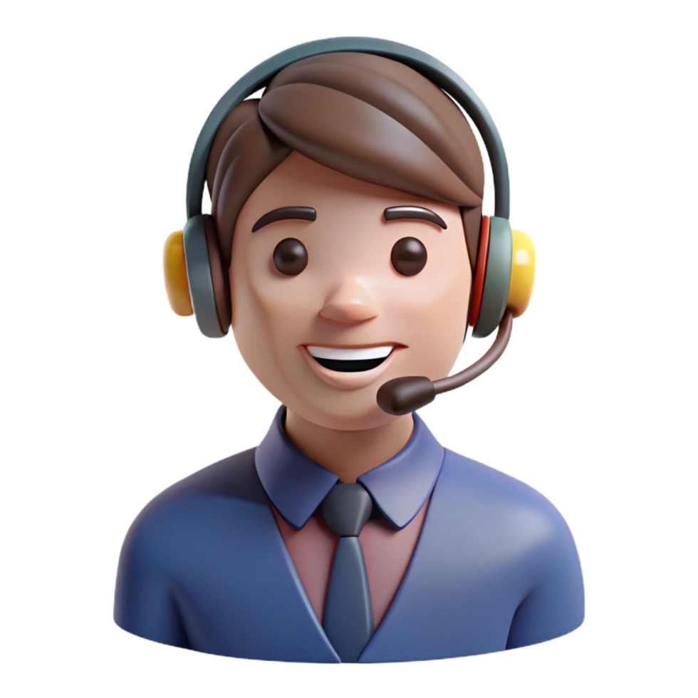 extraordinary minimalist Smiling customer service representative, headset, authentic png