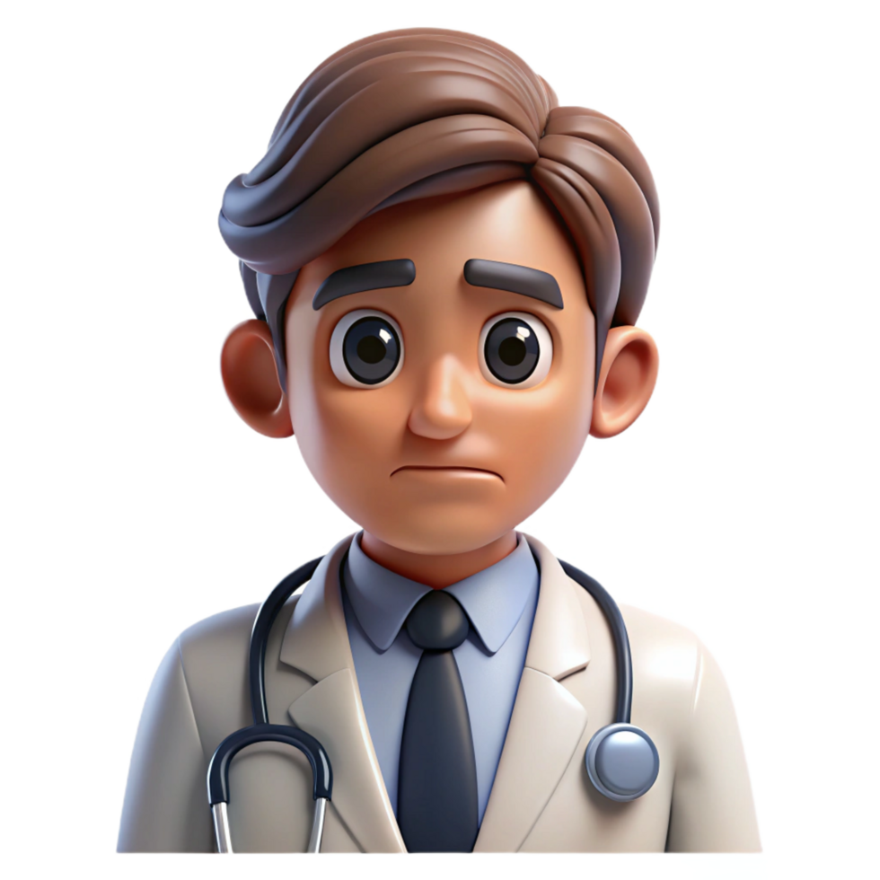 serene classic Concerned doctor, serious expression, high resolution png