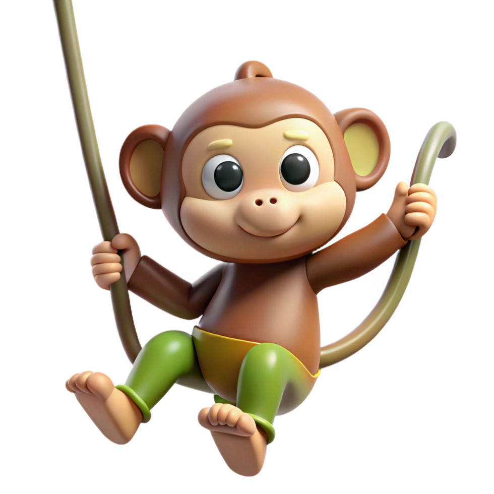 stunning artistic Playful monkey, swinging, high quality png