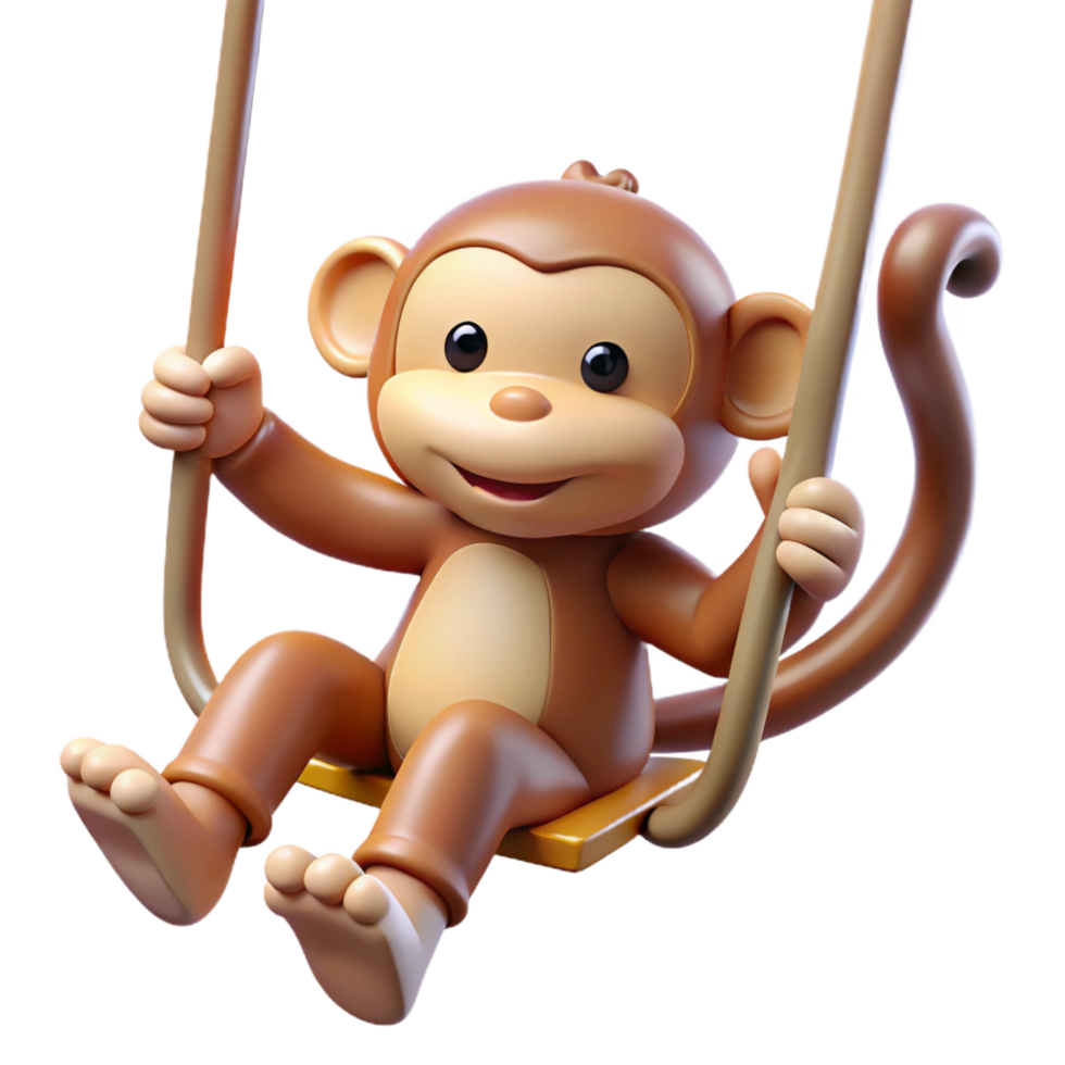 stunning rustic Playful monkey, swinging, original png