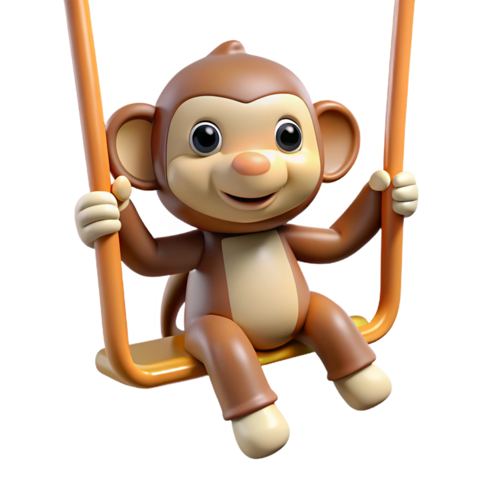 beautiful minimalist Playful monkey, swinging, high quality png