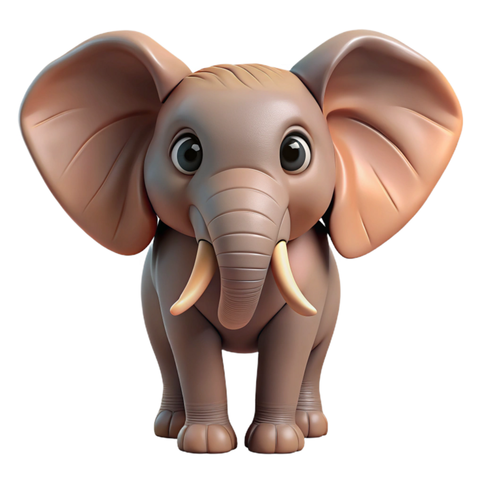 wonderful minimalist African elephant, large ears, authentic png