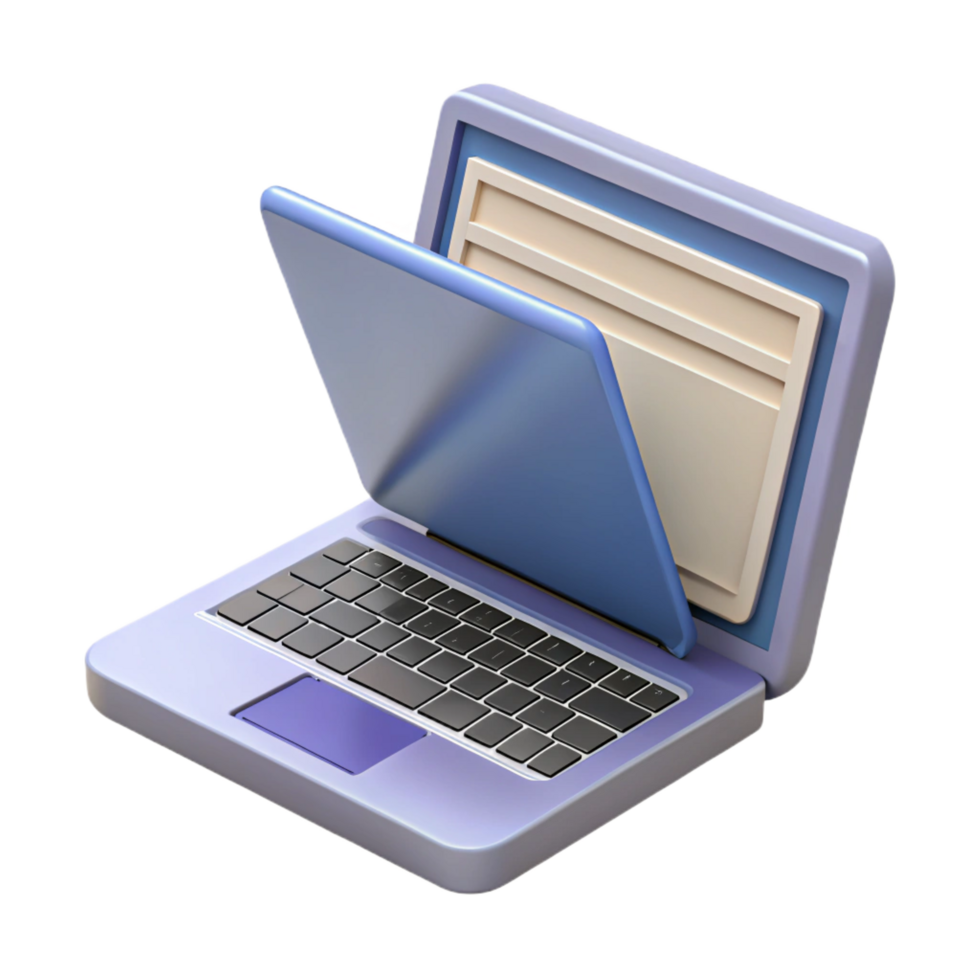 beautiful vintage Laptop computer with open lid displaying website homepage genuine png