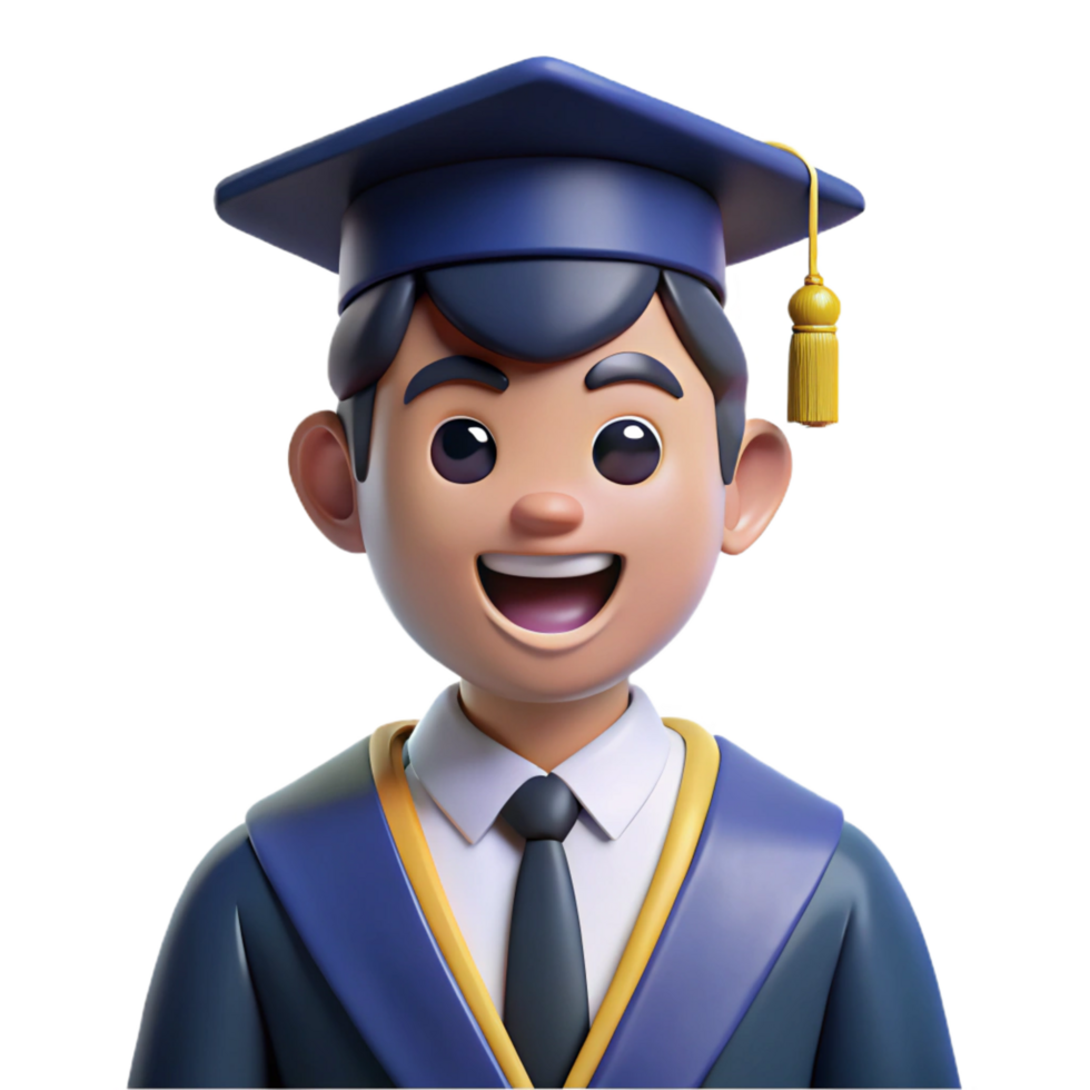 magnificent modern Happy graduate student wearing a cap and gown, 4K png