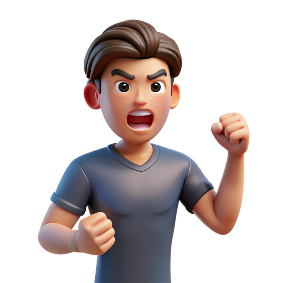 impressive contemporary Angry young man clenching his fist, high resolution png