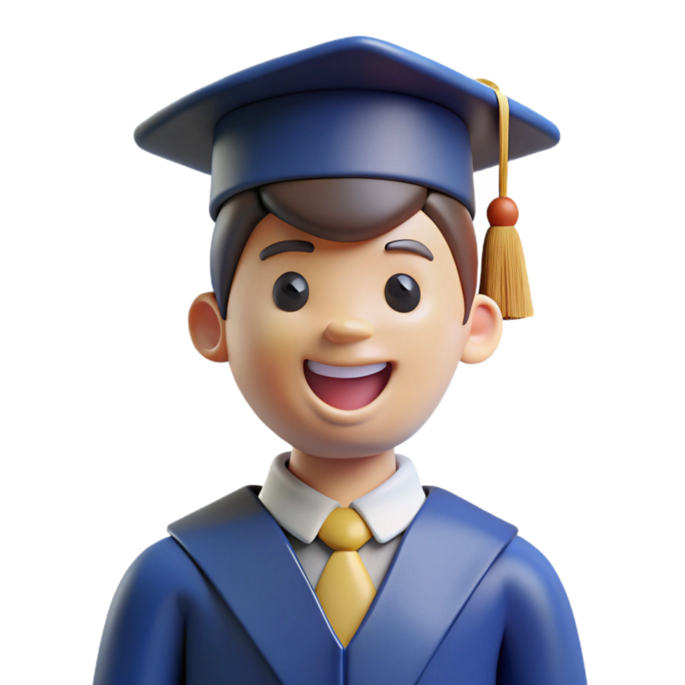 magnificent creative Happy graduate student wearing a cap and gown, high resolution png