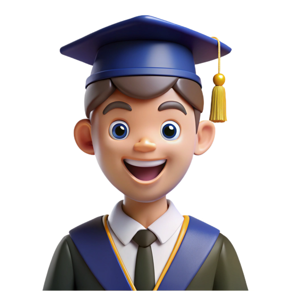 beautiful contemporary Happy graduate student wearing a cap and gown, high quality png