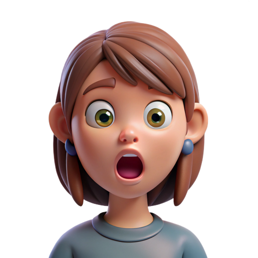 extraordinary minimalist Surprised girl with wide open eyes, 4K png