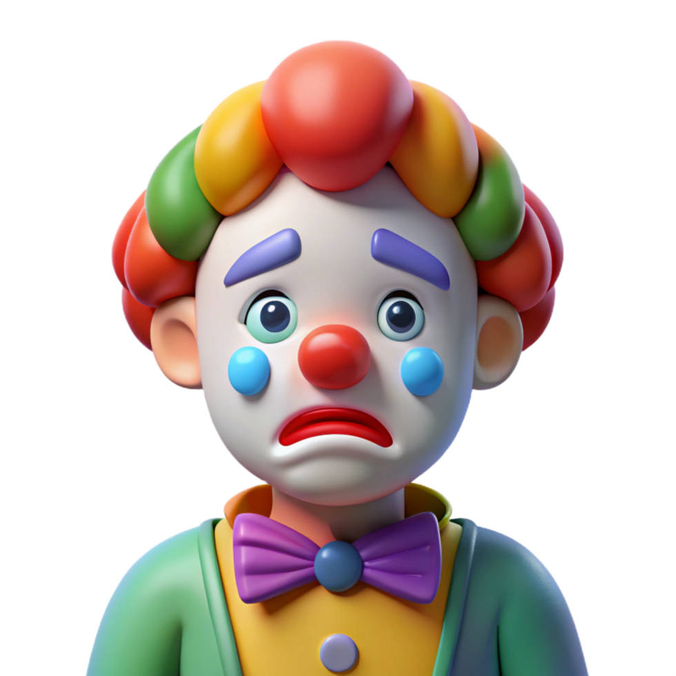 wonderful abstract Sad clown with colorful makeup, original png