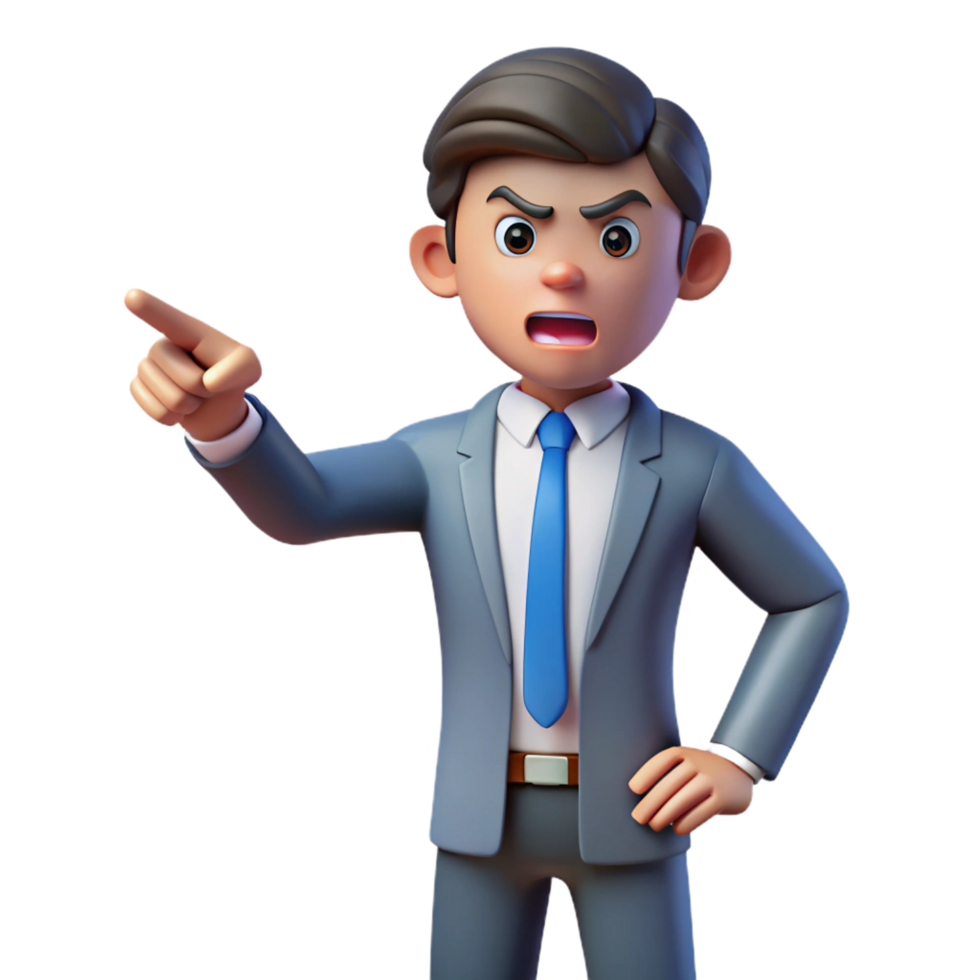 stunning traditional Angry businessman pointing his finger, professional png