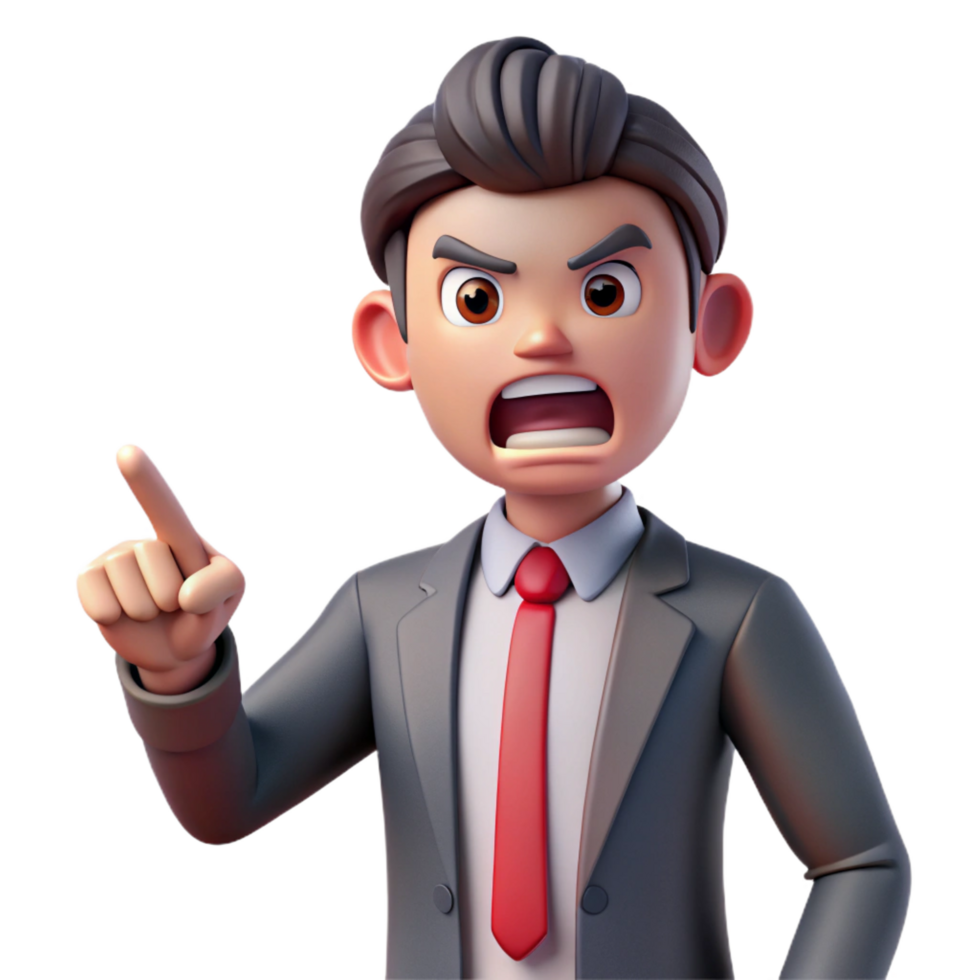 impressive traditional Angry businessman pointing his finger, authentic png