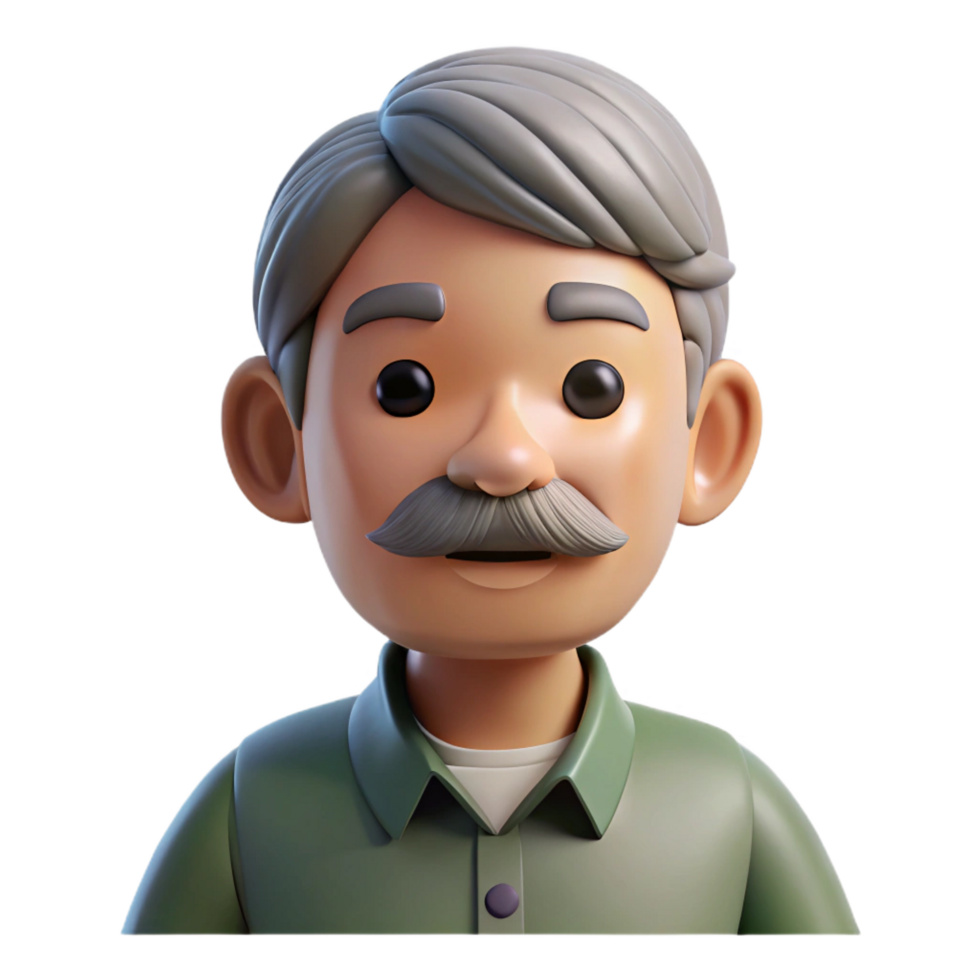 wonderful traditional Thoughtful senior man with a mustache, detailed png