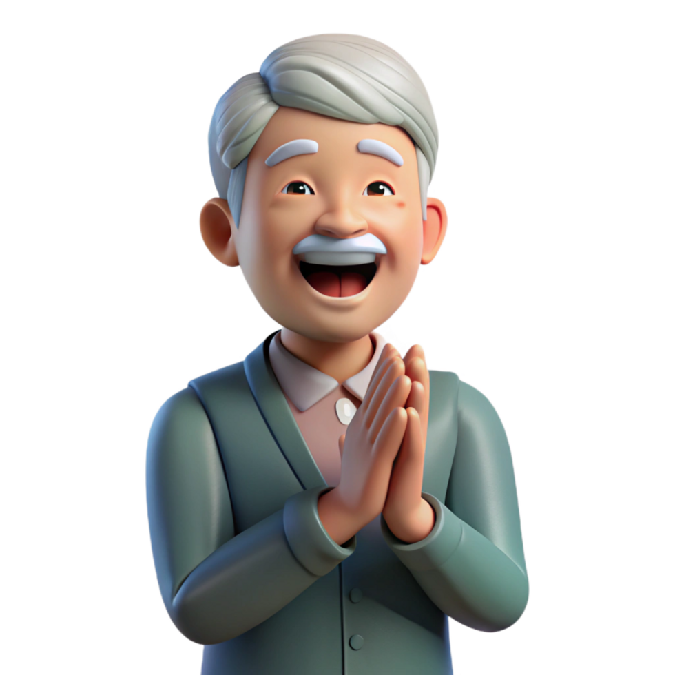 wonderful vintage Laughing elderly man clapping his hands, high resolution png