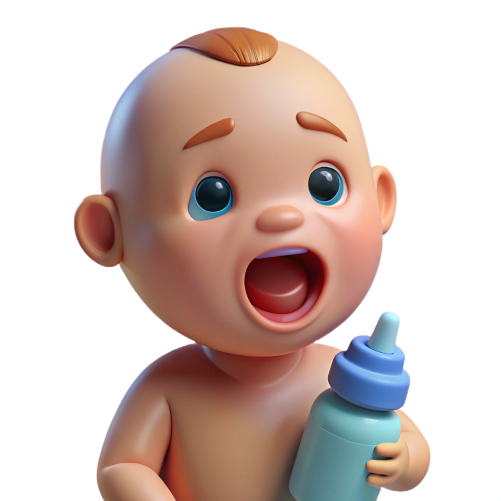 extraordinary abstract Crying baby with a bottle, 4K png