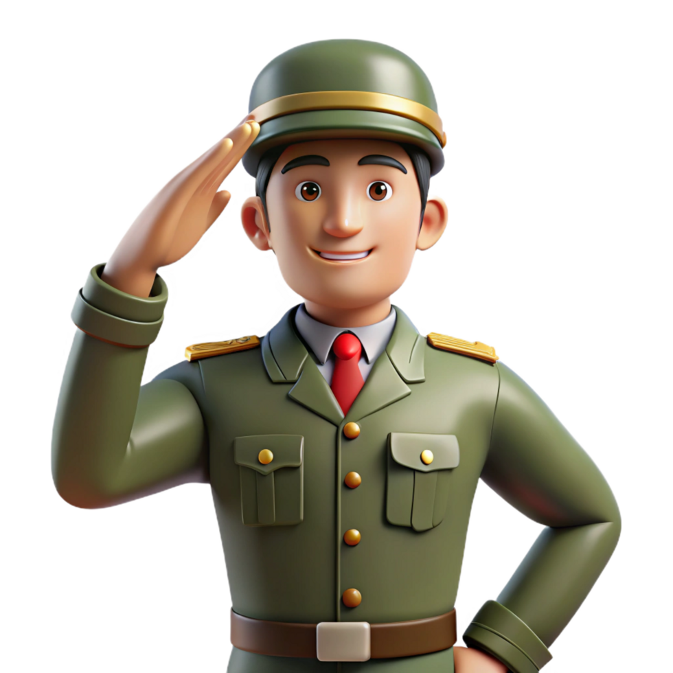 serene modern Proud military soldier saluting, original png