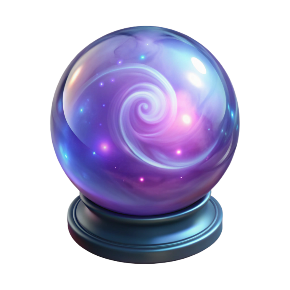 extraordinary abstract Mystical crystal ball, swirling nebula inside high resolution png