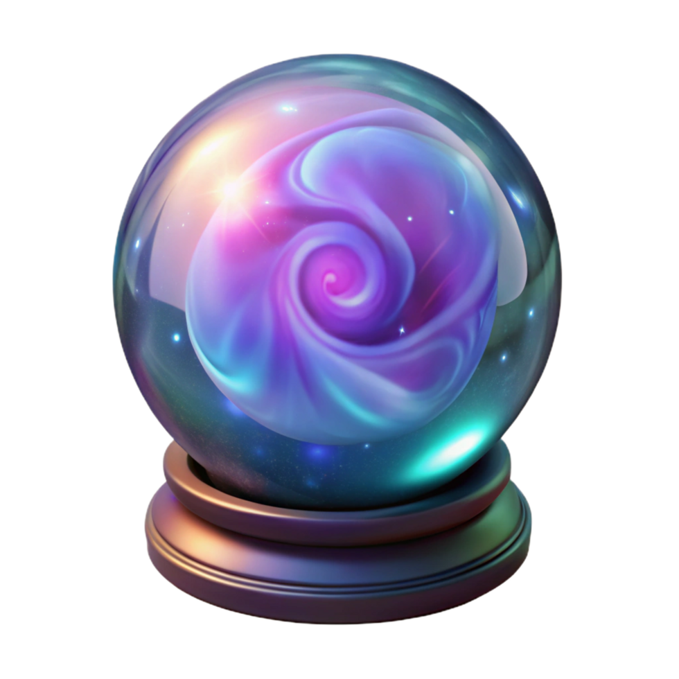elegant minimalist Mystical crystal ball, swirling nebula inside original png