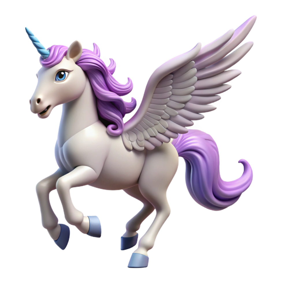 beautiful vintage Winged unicorn, flowing mane, single spiraled horn authentic png