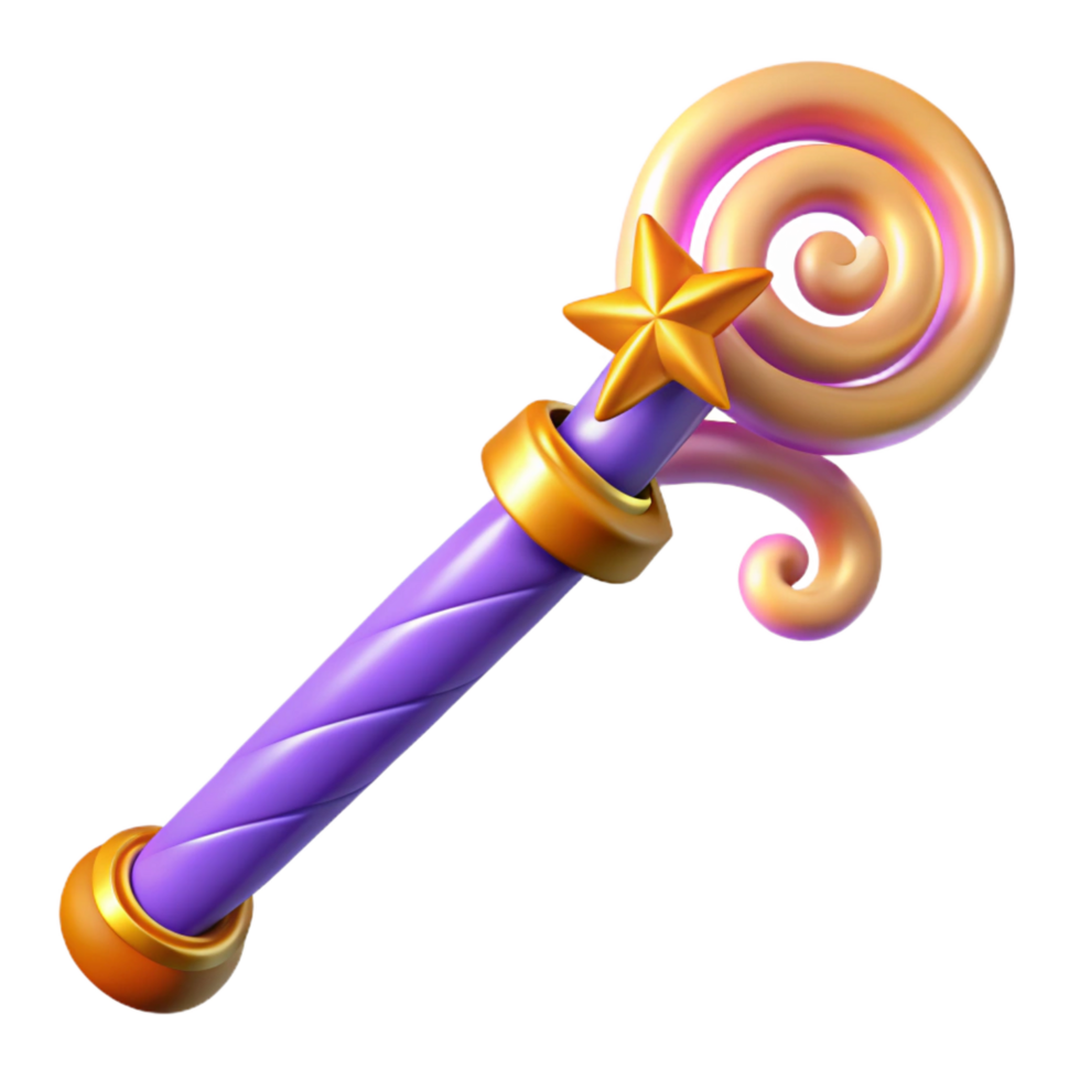 impressive classic Magic wand, sparkling tip, swirling patterns high quality png