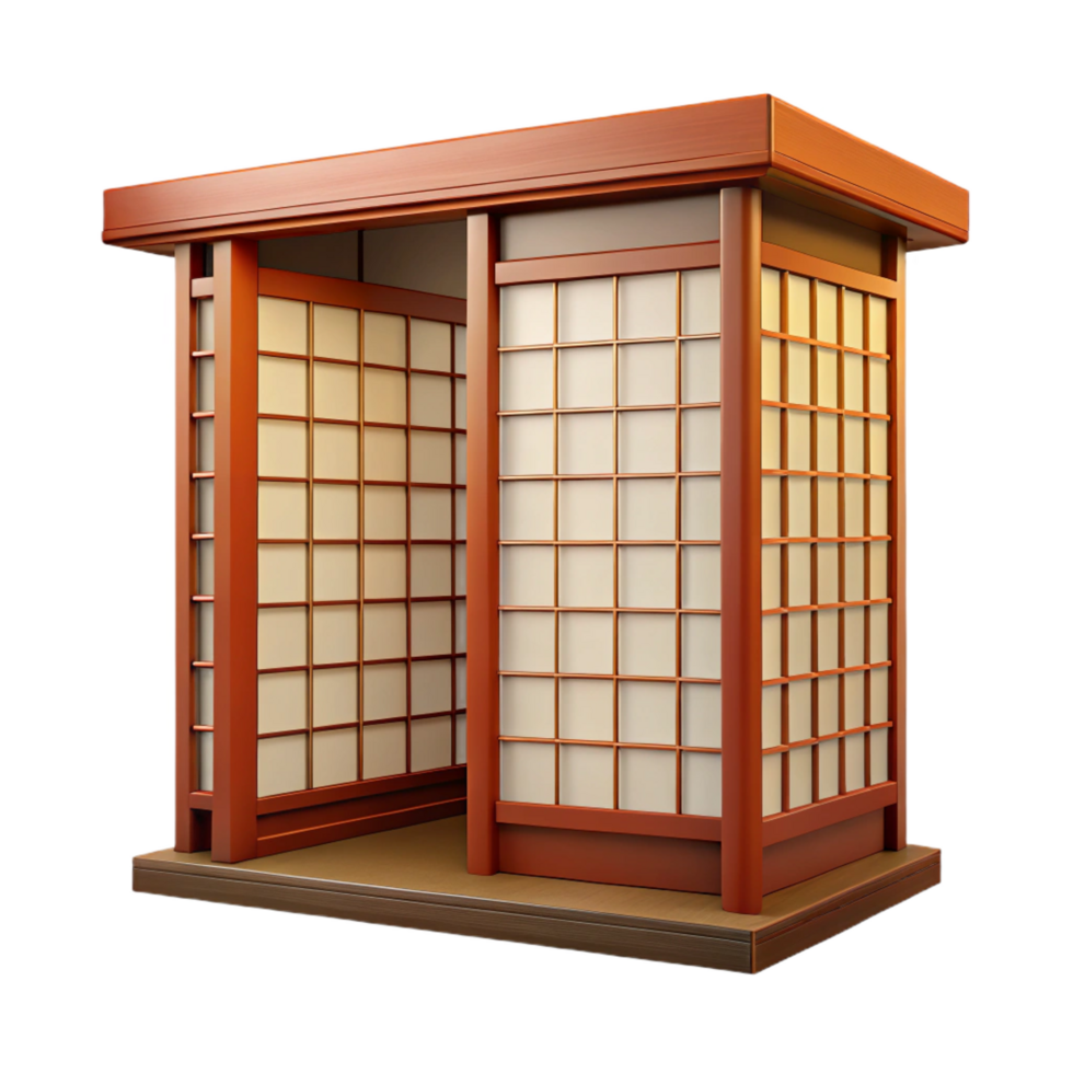 extraordinary rustic Traditional Japanese house sliding door Shoji screen, detailed png