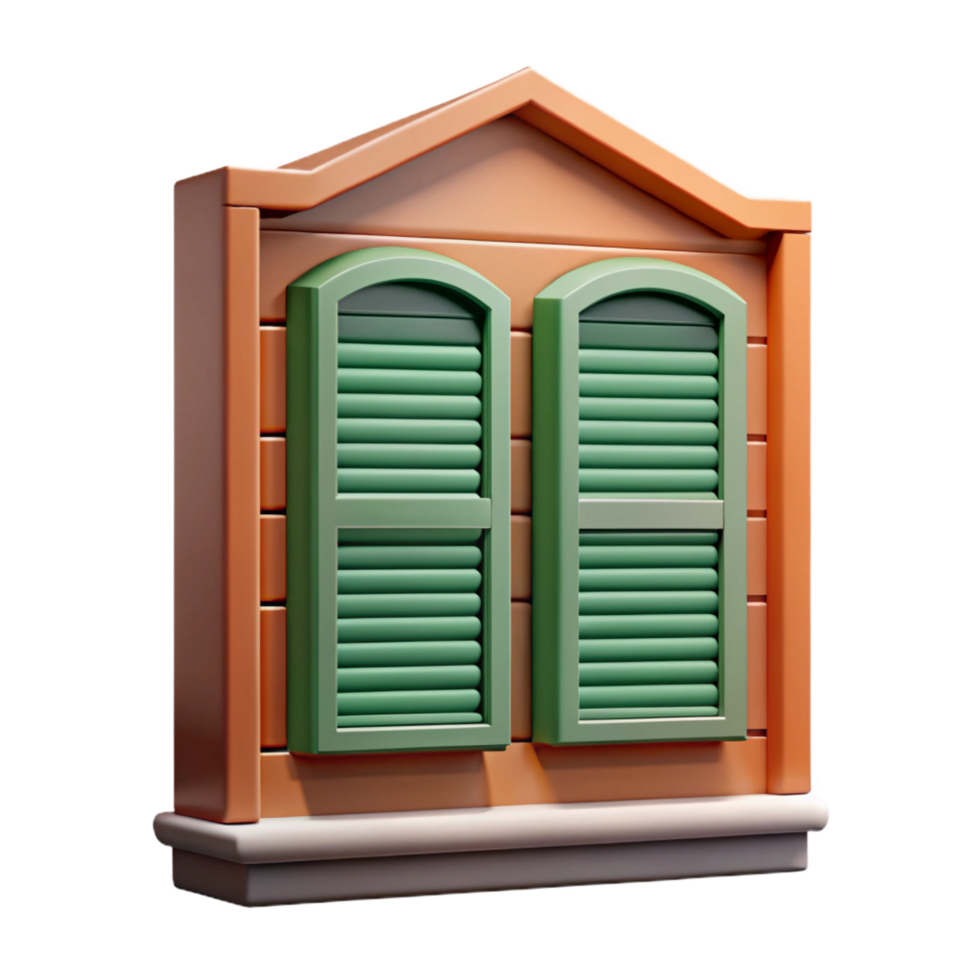 serene rustic Colonial house window shutters, high resolution png