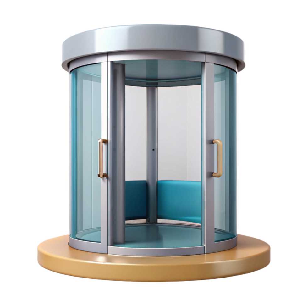 vibrant vintage Modern museum entrance revolving door mechanism, premium png