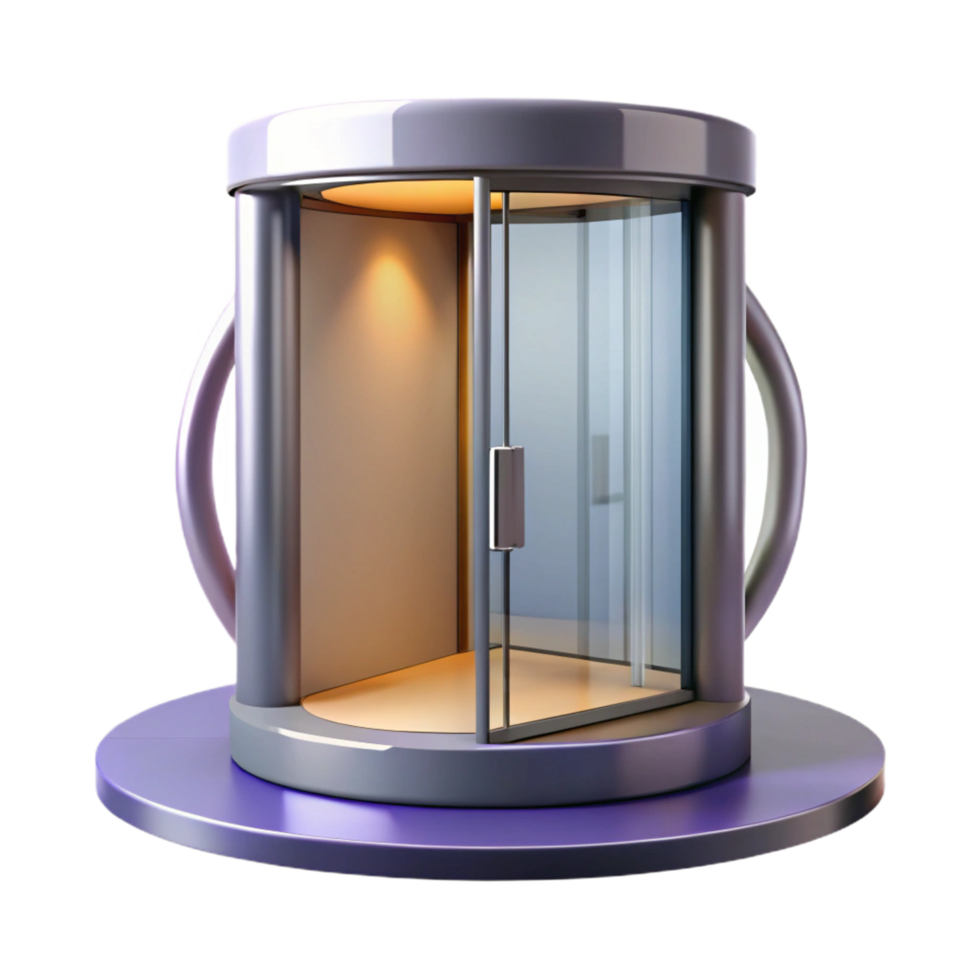 serene contemporary Modern museum entrance revolving door mechanism, authentic png