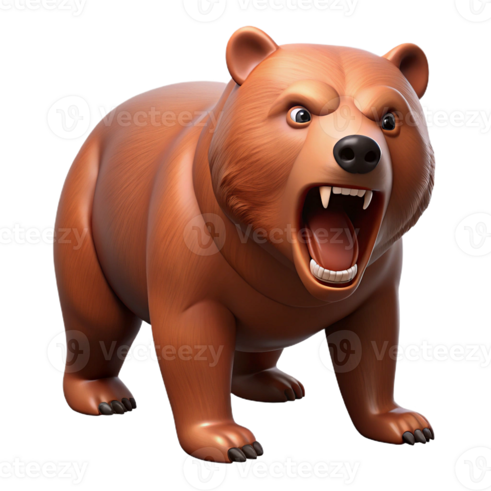 dramatic creative A growling grizzly bear high resolution png