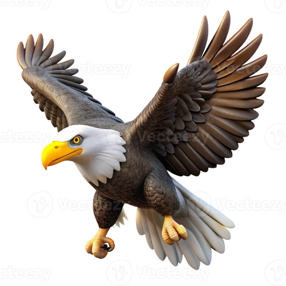 serene minimalist A soaring bald eagle detailed png