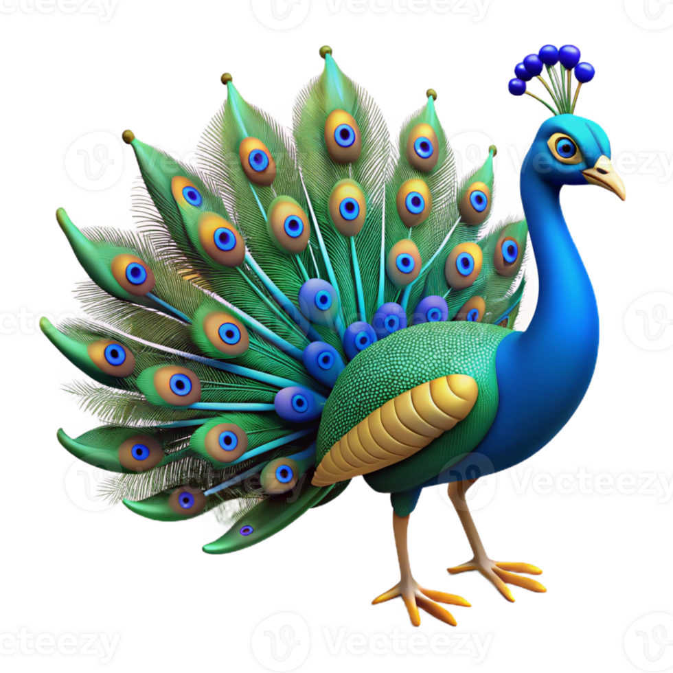 wonderful abstract A strutting peacock with tail feathers displayed premium png