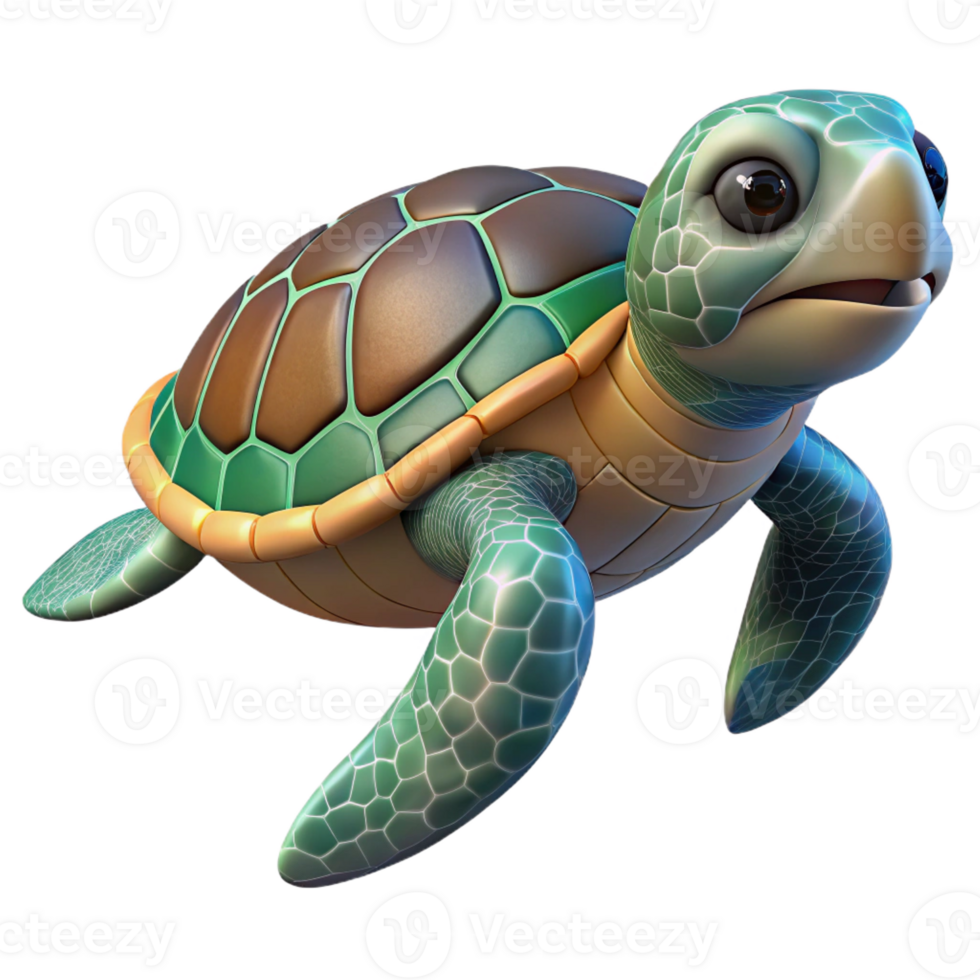 serene minimalist A sea turtle swimming detailed png