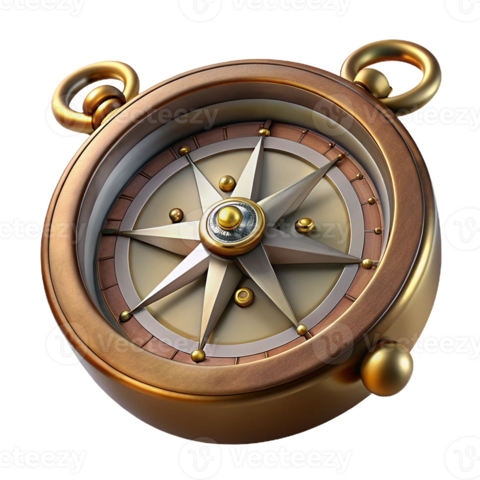 impressive artistic Steampunk compass with a rotating needle and intricate markings professional png