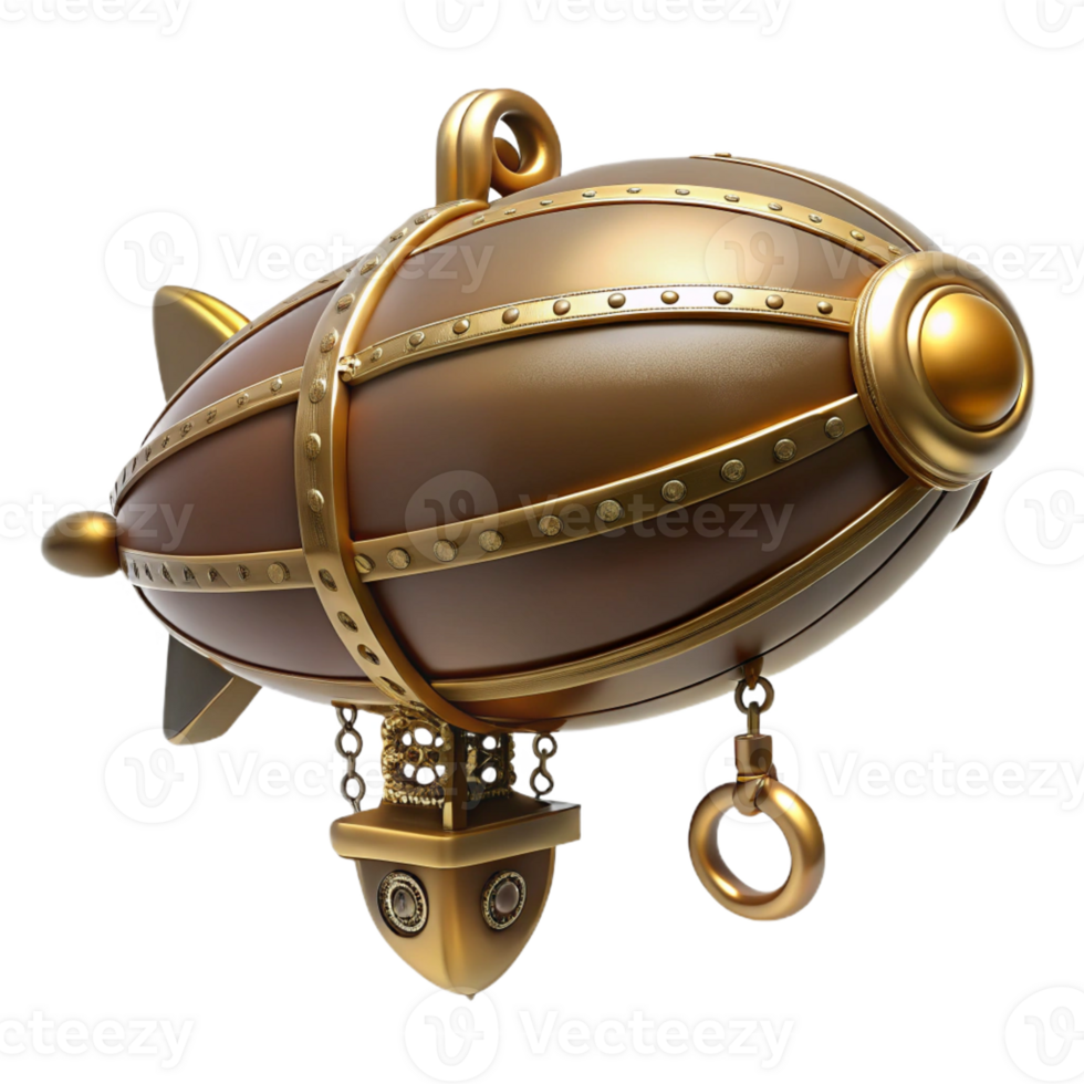 impressive creative Steampunk zeppelin miniature pendant with intricate details high resolution png