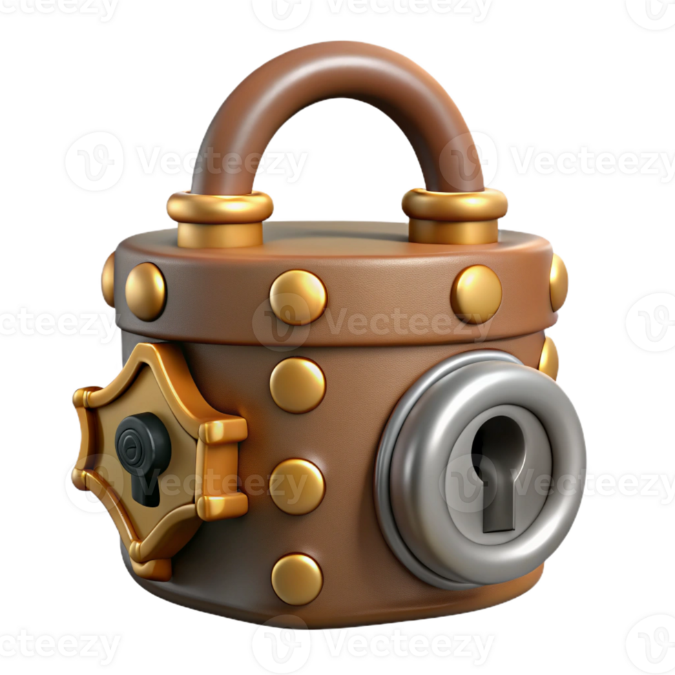 wonderful modern Steampunk lock with intricate tumblers and a keyhole premium png