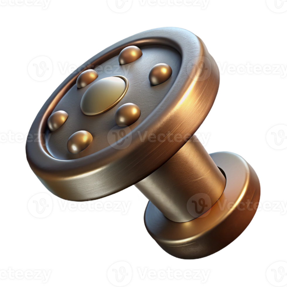 wonderful traditional Steampunk rivet with a large, flat head and a textured finish 4K png