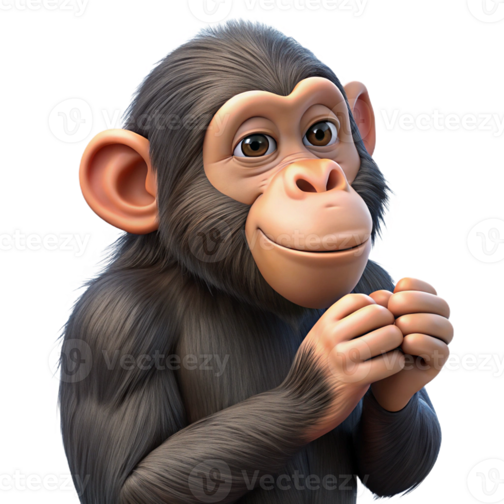elegant minimalist A chimpanzee grooming its fur premium png