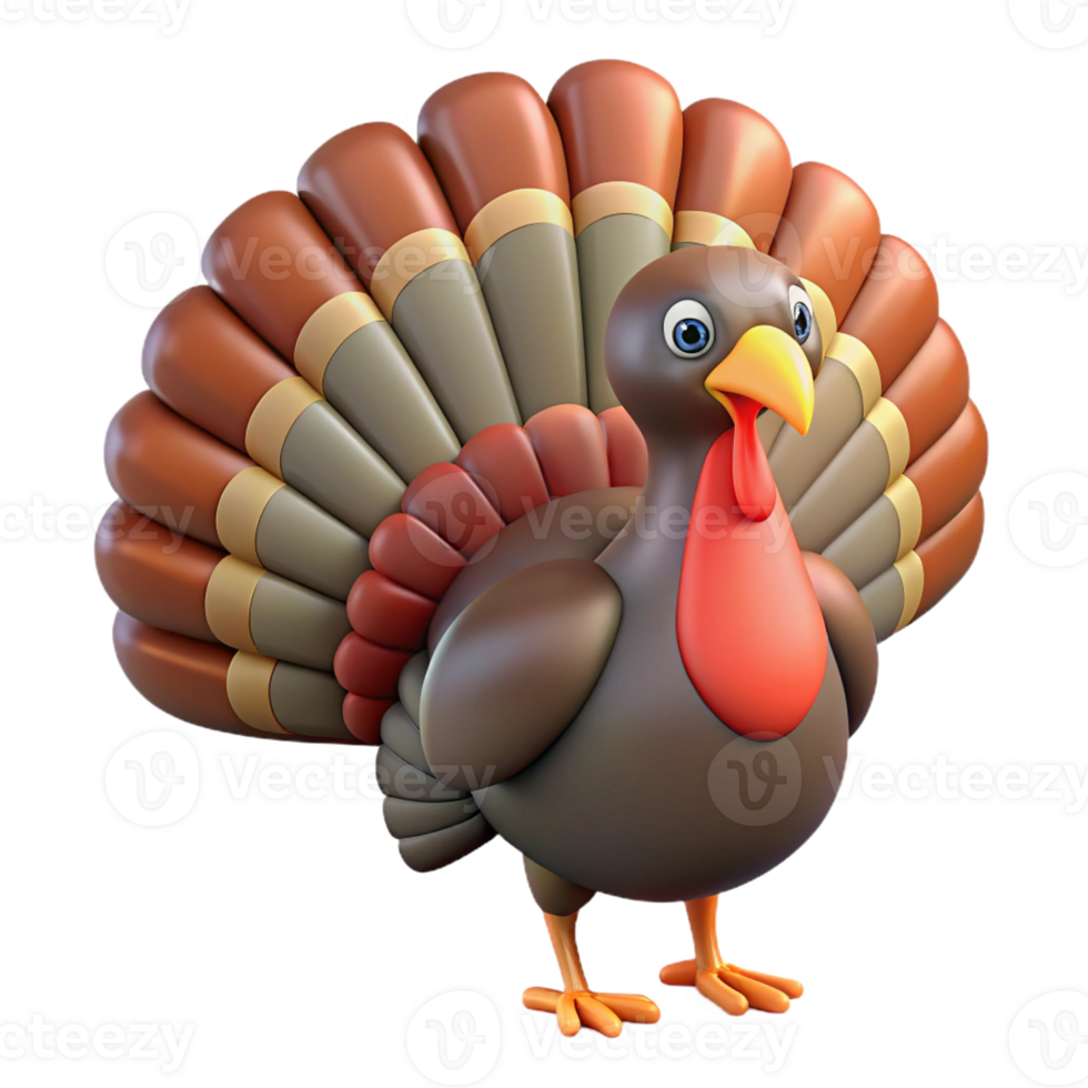 magnificent modern A turkey with its feathers fanned out professional png