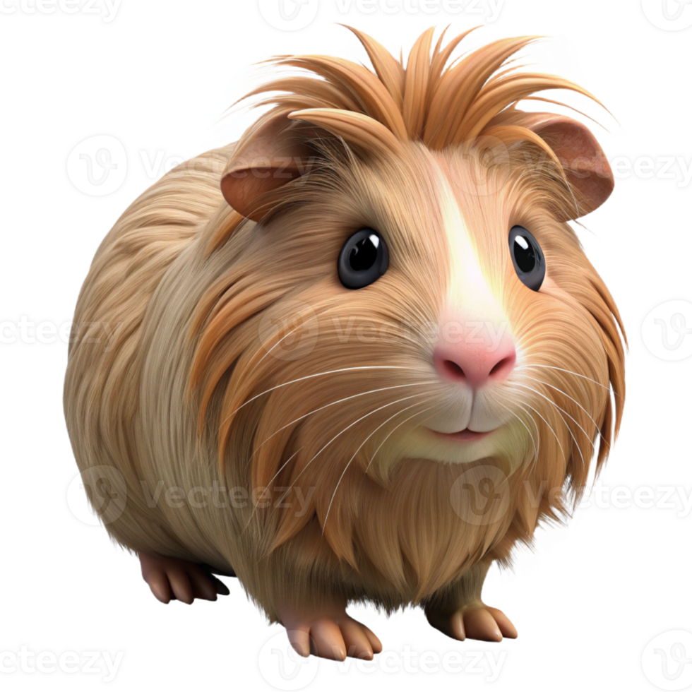elegant traditional A guinea pig with long fur professional png
