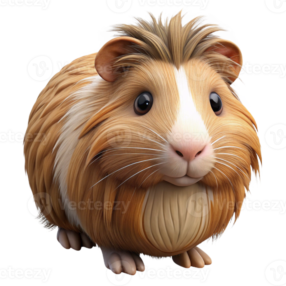 magnificent vintage A guinea pig with long fur premium png