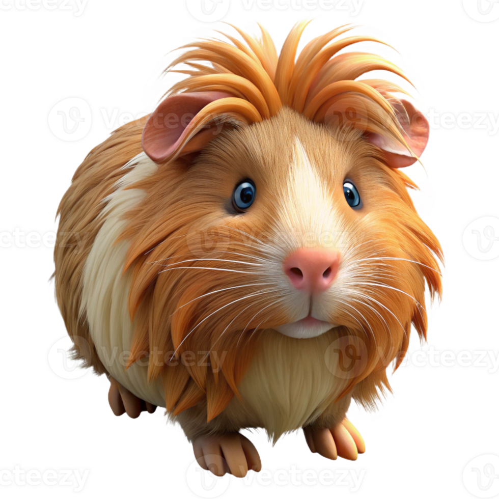 extraordinary minimalist A guinea pig with long fur high resolution png