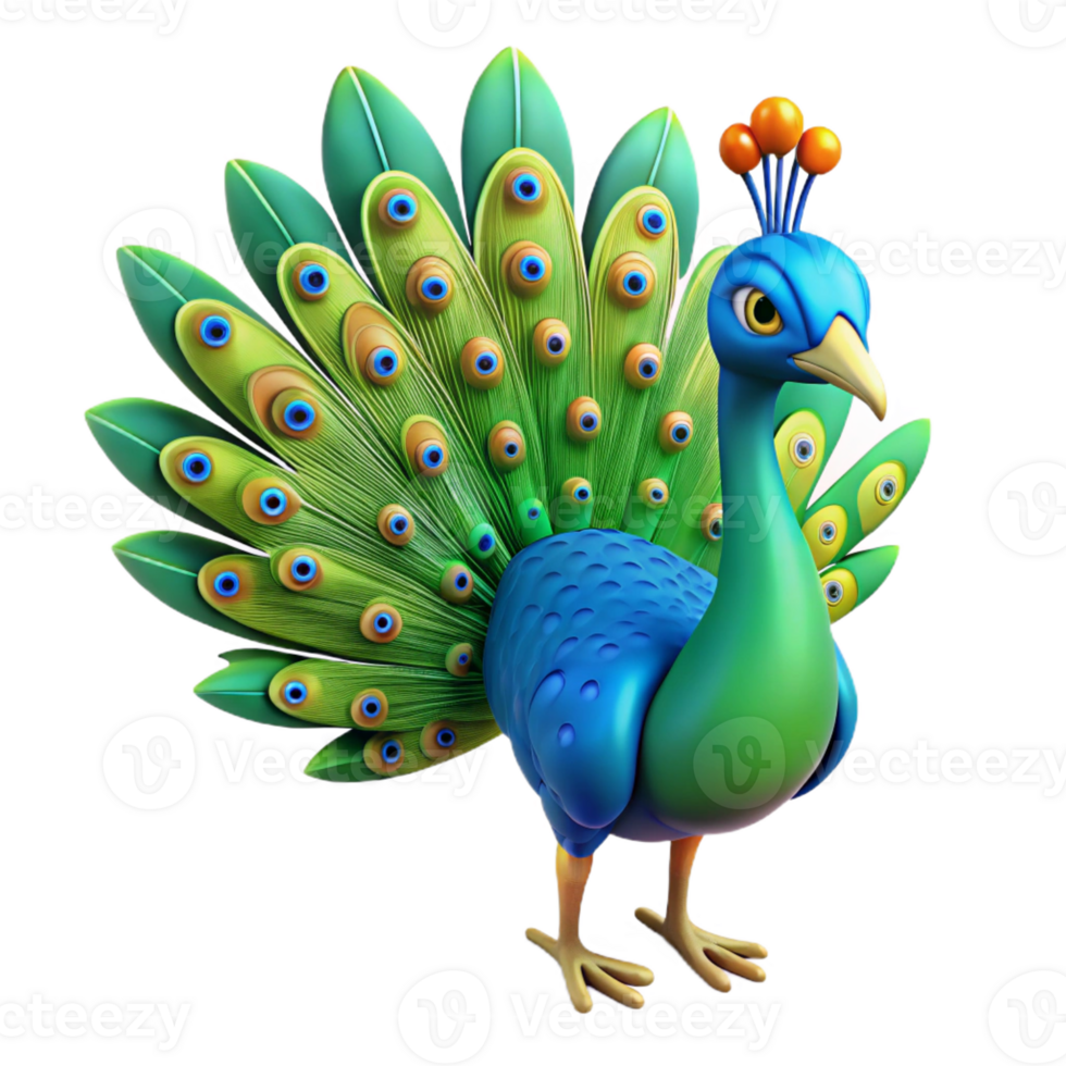 beautiful creative A peacock displaying its vibrant tail feathers professional png