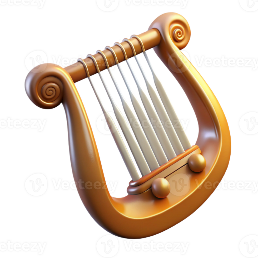 vibrant creative A lyre, ancient stringed instrument genuine png